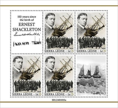 ERNEST SHACKLETON Antarctic Polar Explorer MNH 4v-Stamp Sheet 2024 ...