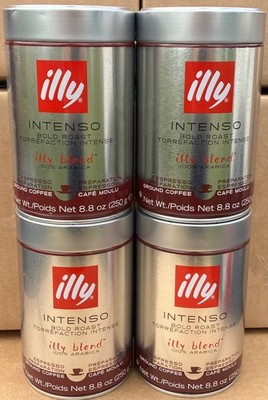 Illy Intenso Espresso Ground Coffee 4 Packages Dark Roast
