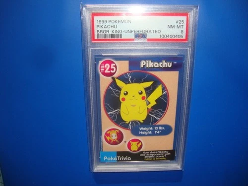 1999 Pokemon Burger King UnPerforated Pikachu card #25 Psa 8 Nm Mint