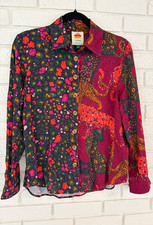 Farm Rio Jaguar Button Up Blouse Womens Multicolor - Size XS **READ