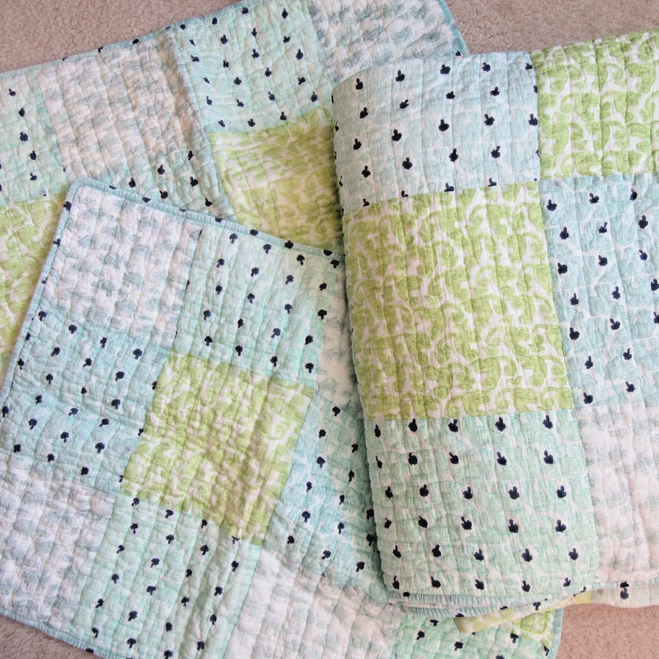 Edredón doble The Company Store + 2 fundas de almohada azul verde tropical playa algodón Foto 4 de 4