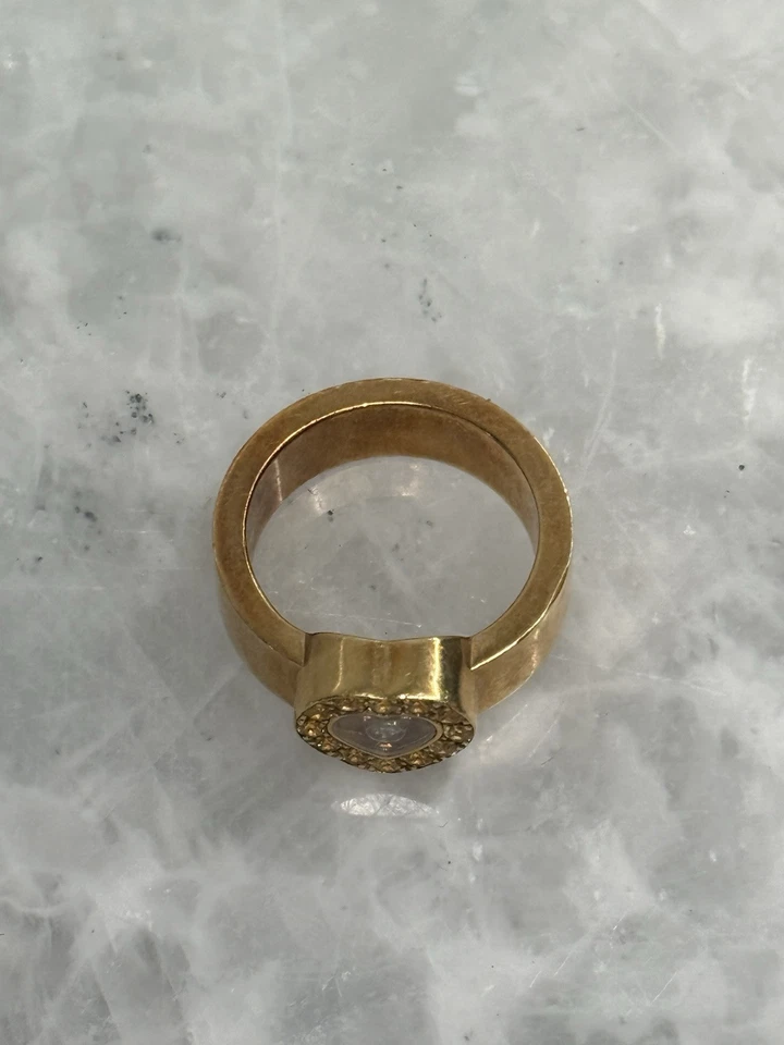 Chopard Happy Diamond 18k Yellow Gold Diamond Heart Bezel Ring size US 6 - Image 4 of 4