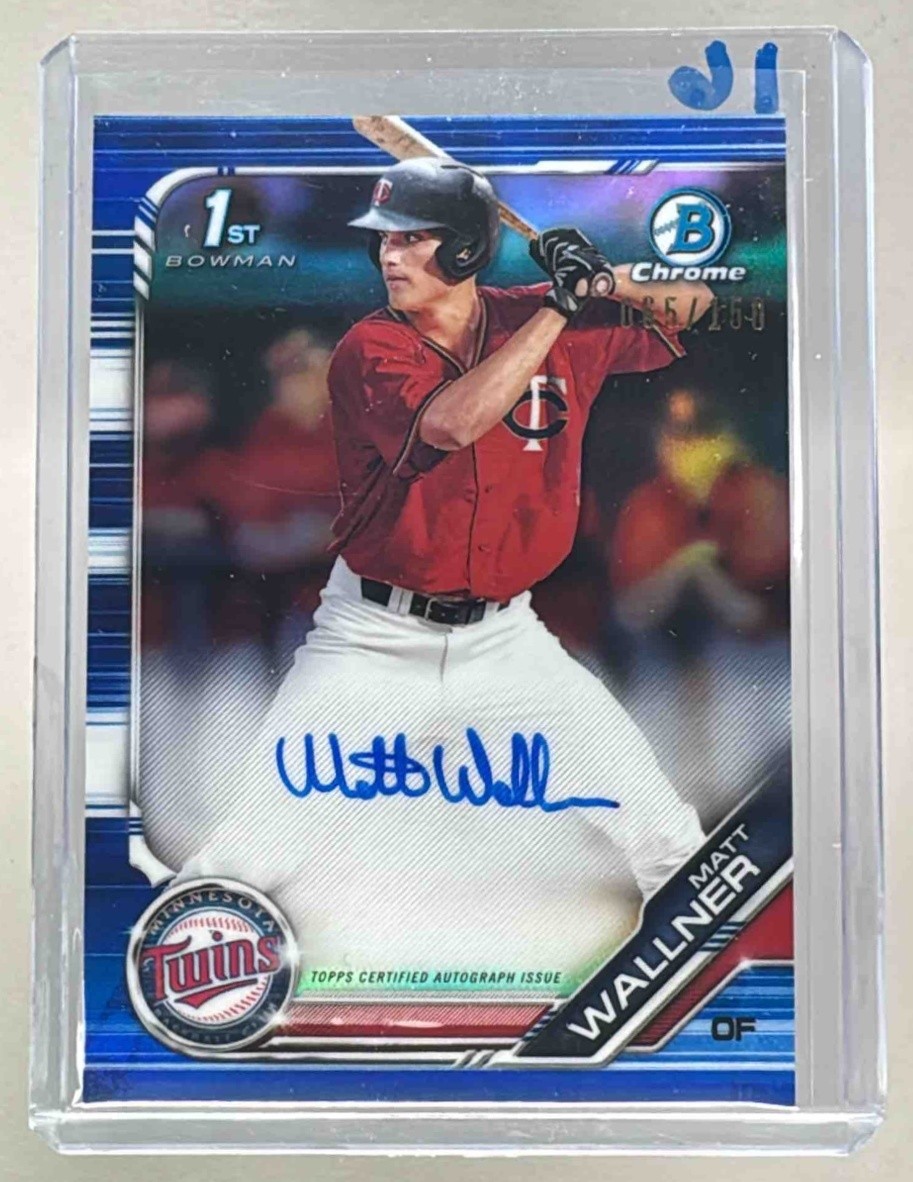 Matt Wallner 2019 Bowman Chrome Draft Blue Refractor Auto 1st RC /150