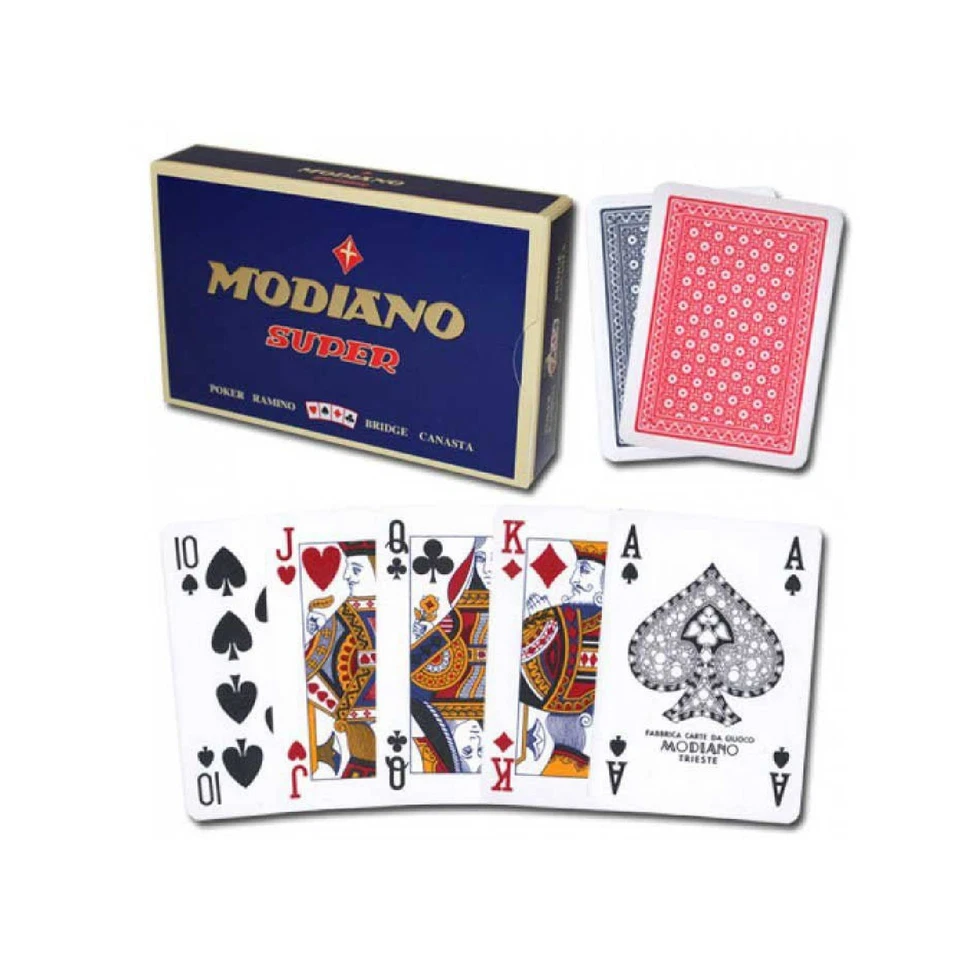 Ramino Super Fiori Playing Cards Deck Modiano Bridge Index Blue Red Italy New - Image 3 of 4