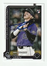 Zac Veen Signed 2025 Topps Update Series Rookie Debut Card US2 Auto Rockies COA