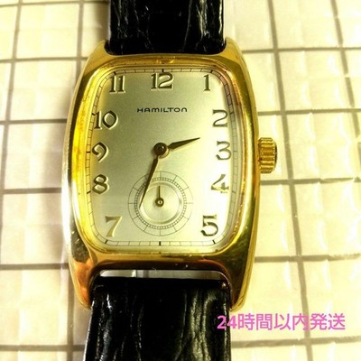 Hamilton Boulton Quartz Small Seconds Gold Tone Arabic Dial Leather Strap 23.5mm