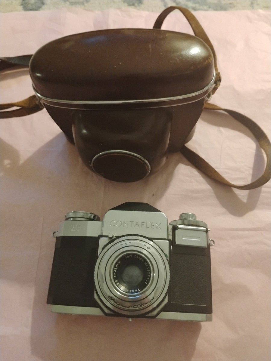 Zeiss Ikon Contaflex Camera w/Leather Case Vintage Film Camera