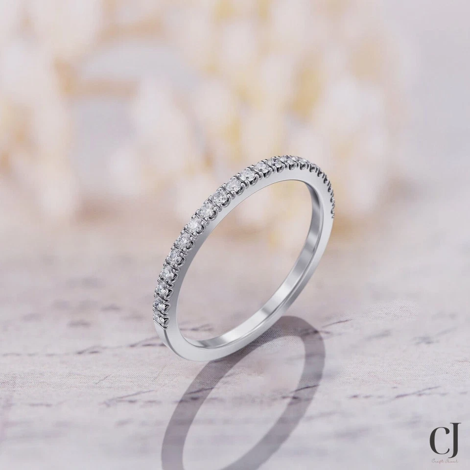 Обручальное или свадебное кольцо из чистого 14-каратного белого золота с муассанитом овальной огранки 3 карата VVS1 три комплекта - Изображение 2 из 4