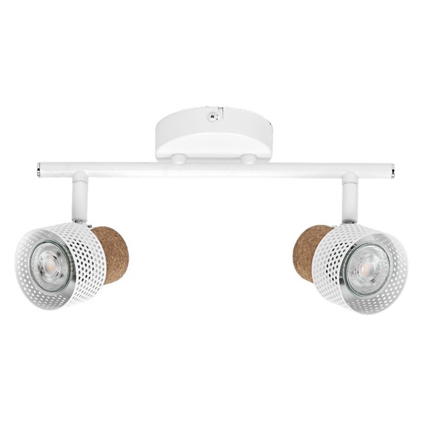 Deckenleuchte Stahl Kork Weiß Braun Flur Osram GU10 L:33,8 Cm Deckenspot BüRo-image