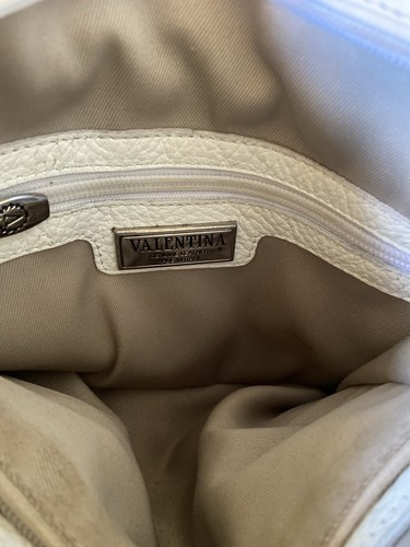 VALENTINA White Pebbled Leather Crossbody Bag/Purse Made In Italy - Picture 6 of 11