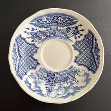 Vintage Alfred Meakin Fair Winds Blue & White Saucers Staffordshire England 5.5"