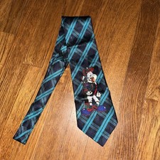 Vintage 1995 Looney Tunes Mania Warner Bros. Bugs Bunny Plaid Silk Golf Tie