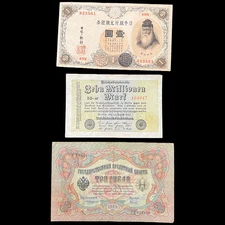3 Banknote Set 100+ Year Old Vintage Money Antique Currency Cash Gift History