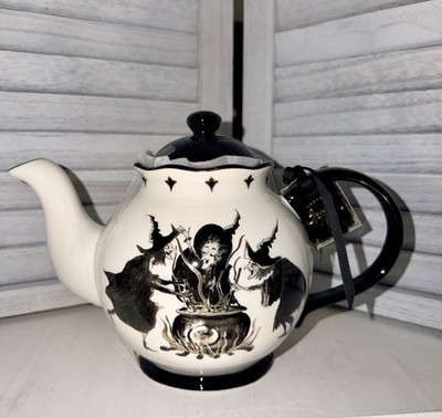 New Potter s Studio Ceramic Teapot w/Lid Halloween Witches Cauldron Brew Coven