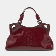 Cartier Dark Red Patent Leather Small Marcello De Cartier Tote
