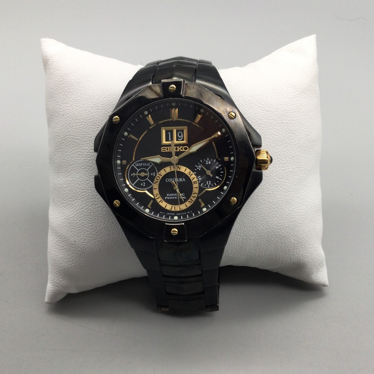 Seiko Coutura Watch Men Kinetic 41mm Gold Tone 7D46-0AC0 Automatic