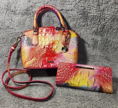 Brahmin Duxbury Crossbody Satchel & Ady Wallet Set Croc Embossed Leather 