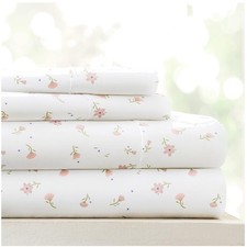 Cooling Floral Pink Queen Sheets - Breathable  Fade Resistant, Luxurious Feel