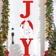 3 PCS Christmas Joy Hanging Sign 15.7" Holy Nativity Scene Wooden Door Wreath fo