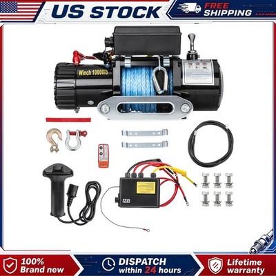 Wireless Electric Winch 10000lbs 12V Synthetic Rope Towing for Truck Trailer Car