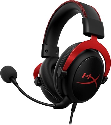 HyperX Gaming Headset Memory Foam Ear Pads & Detachable Microphone Red KJX-HSCP