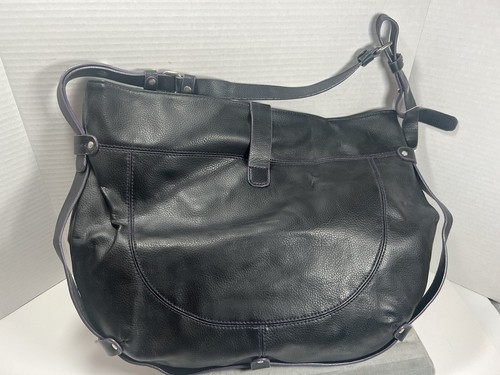 Cul-de-Sac Umhängetasche schwarz Echtleder mit lila Besatz - neu mit Etikett - Bild 3 von 10
