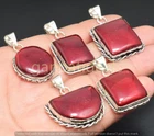 Red Garnet Gemstone Pendant 925 Silver Plated Wholesale 5pcs Jewelry Lots