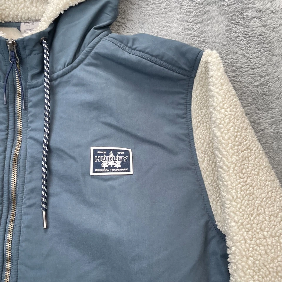 Толстовка с капюшоном мужская большая белая синяя шерпа анорак флис с длинным рукавом на молнии - Изображение 3 из 4