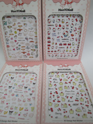 Finger Nail Stickers NAIL ART Pack - MELODY CINNAMOROLL HELLO KITTY POMPOMPURIN - Afbeelding 1 van 9