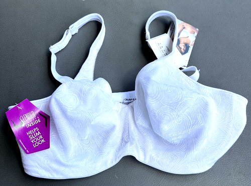 Playtex Secrets 36D Undercover Slimming Underwire Bra Unlined Swirl 4T88 White