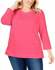 Novo Karen Scott Women's Plus passa-fios pulôver moletom rosa tamanho 3X | eBay