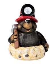 Maulwurf mit Solar LED Stirnlampe Dekofigur H 34cm Gartendeko Tier Gartenfigur