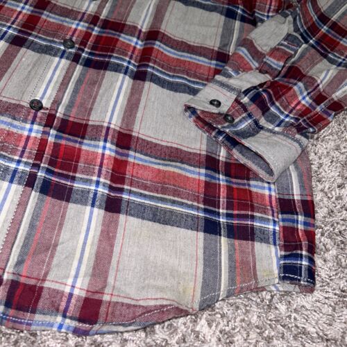 Club Room Button Down Long Sleeve Shirt Medium Super Soft Red Gray Slim Fit - Picture 2 of 8