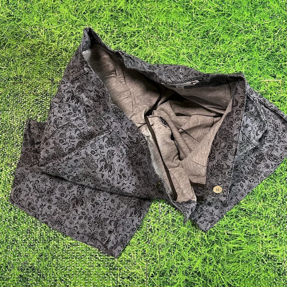 Pantalones Cortos Steven Alan 34 Para Hombre Estampado Tropical Clásicos Gris Floral Foto 3 de 4