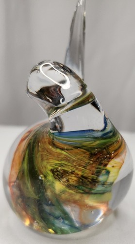 Vintage Art Glass Bird Figure Paper Weight Multicolored Clear 4" - Picture 6 of 8