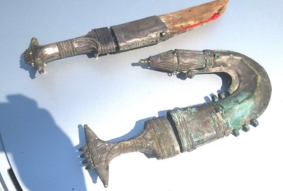 Vintage Antique two Yemen Silver Arabian Silver Jambiya Dagger