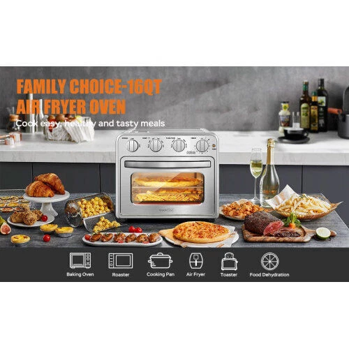 Smart Air Fryer Toaster Oven Combo with 4 Knobs 14QT Capacity and 4-Slice Convection Toaster
