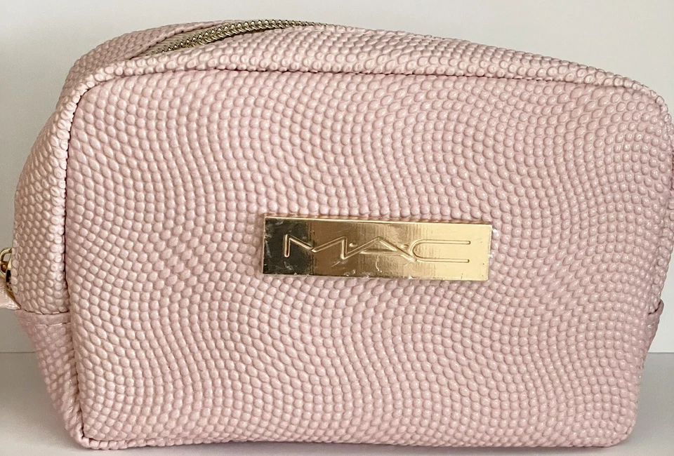 MAC косметический розовый веган кожи выбитый макияж сумка с золото детализация новый!! - Изображение 3 из 4