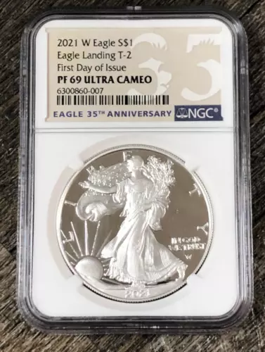 2021 W American Silver Eagle Landing T-2 NGC PF69 Ultra Cameo FIRST DAY OF ISSUE