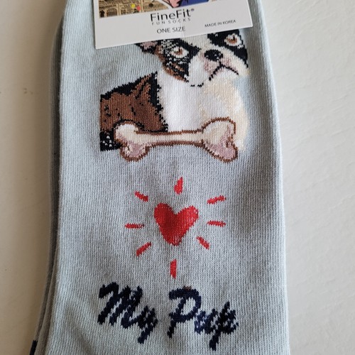 Boston Terrier Dog Socks Fun Novelty Dress Casual Unisex SOX FineFit One Size - Picture 3 of 15