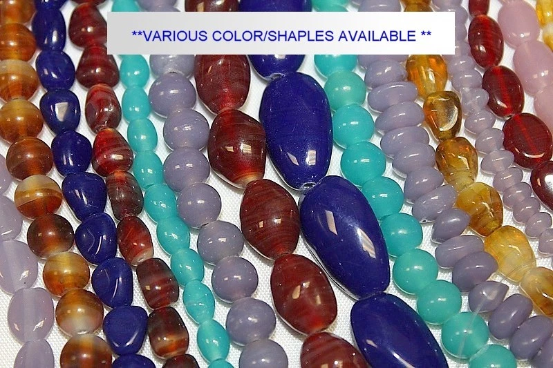 Hand Crafted *Opal* Glass -15mm Nugget Shape -36 Beads/Pack - 6 Colors Available - Image 2 of 3