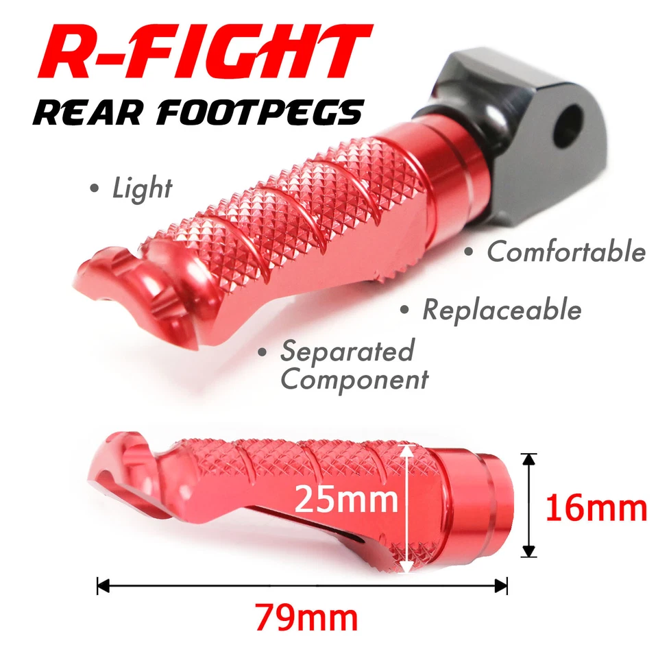 R-FIGHT Red Rear Foot Pegs For Suzuki GSXR 600 01 02 03 04 05 Foto 4 de 4