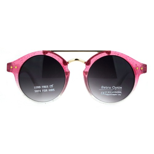 Girls Kid Size Mod Plastic Retro Designer Round Circle Lens Sunglasses - Picture 2 of 21