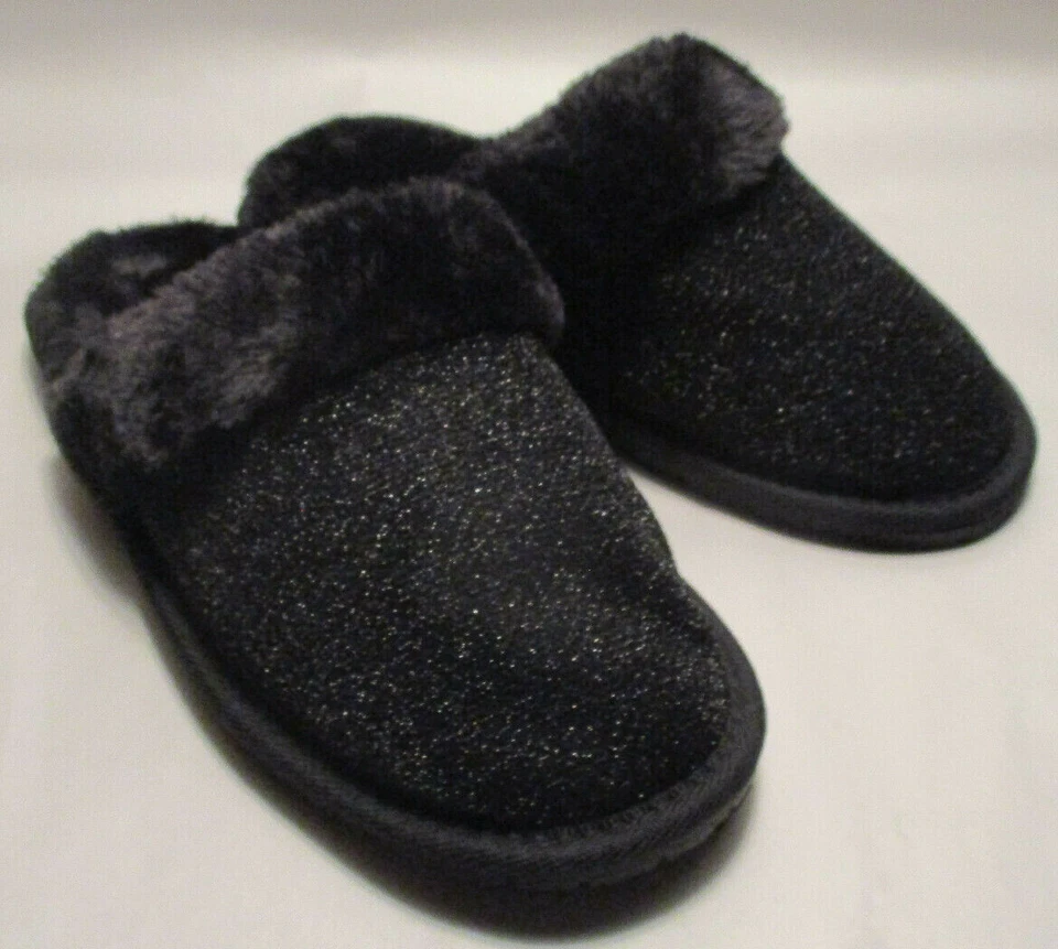 Новый гончие блестящие потертости женщин 5/6 черный искусственного меха прочная подошва комфорта тапочки - Изображение 4 из 4