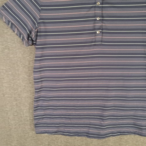 Tommy Armour Dri-Logic Polo Shirt Womens Large SS 1/4 Button Up Blue Striped - Picture 5 of 15