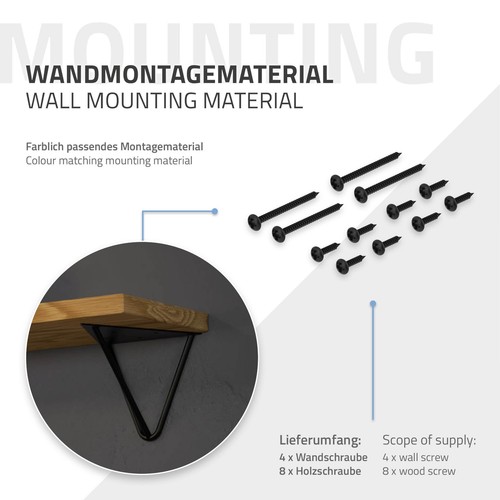2x Soporte triangular de estante de metal negro 160mm para balda repisa de pared - Imagen 6 de 9