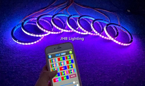 JHB 8PCS 12"APP Remote Dream CHASING FLOW LED Car Subwoofer Speaker Rings Lights - Picture 14 of 20