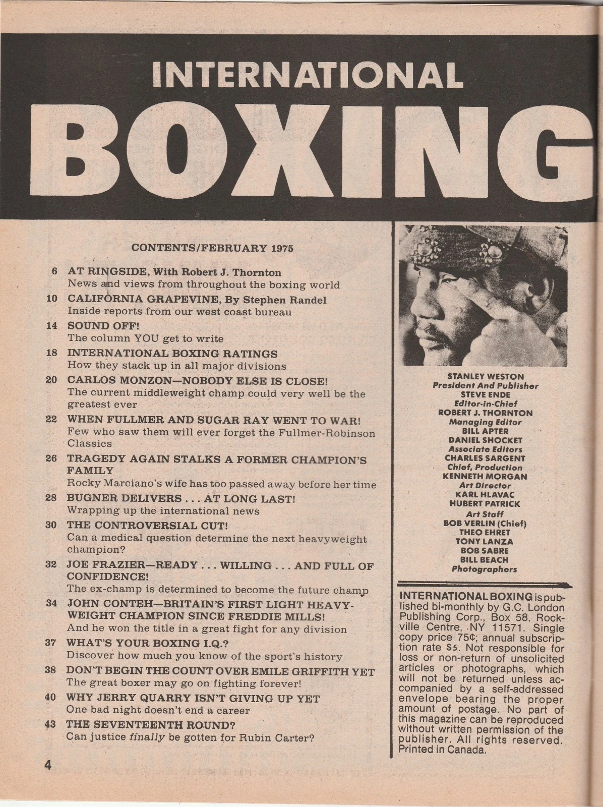 INTERNATIONAL BOXING MAG JOE FRAZIER-GEORGE FOREMAN-JOHN CONTEH FEBRUARY 1975 - 画像2/3
