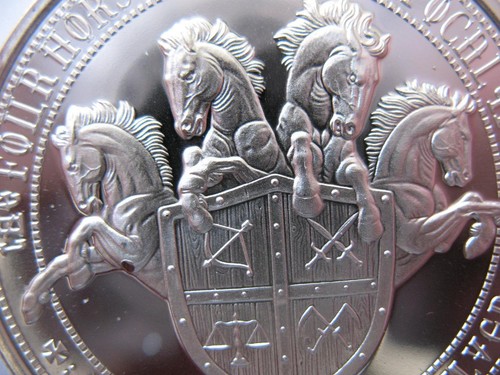 1 OZ..999 PLATA 4 JINETES LA PROFECÍA DEL APOCALIPSIS CABALLO NEGRO DEL HAMBRE + ORO - Imagen 11 de 12