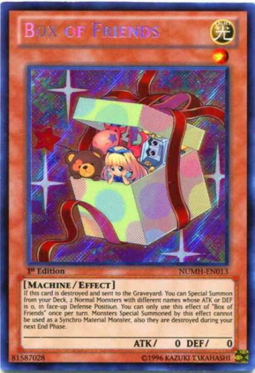 Yu-Gi-Oh! Karte „Box Of Friends“ – Secret Rare, 1st Edition, Aus Number Hunters (NUMH-EN013)